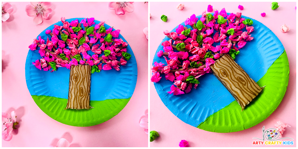 Paper Plate Spring Tree Craft - Arty Crafty Kids