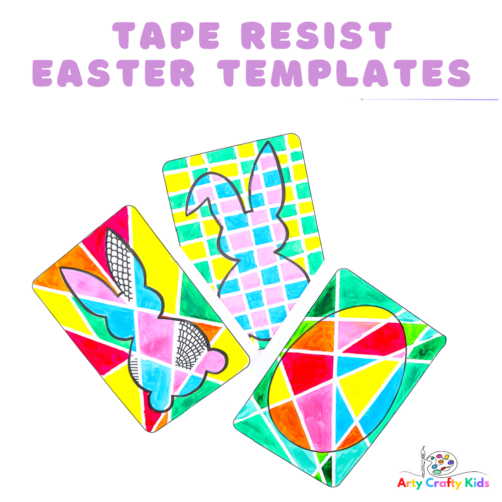 Tape Resist Easter Art Templates - Arty Crafty Kids