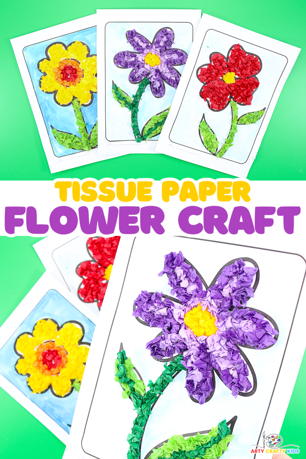 Tissue Paper Flower Craft - Arty Crafty Kids