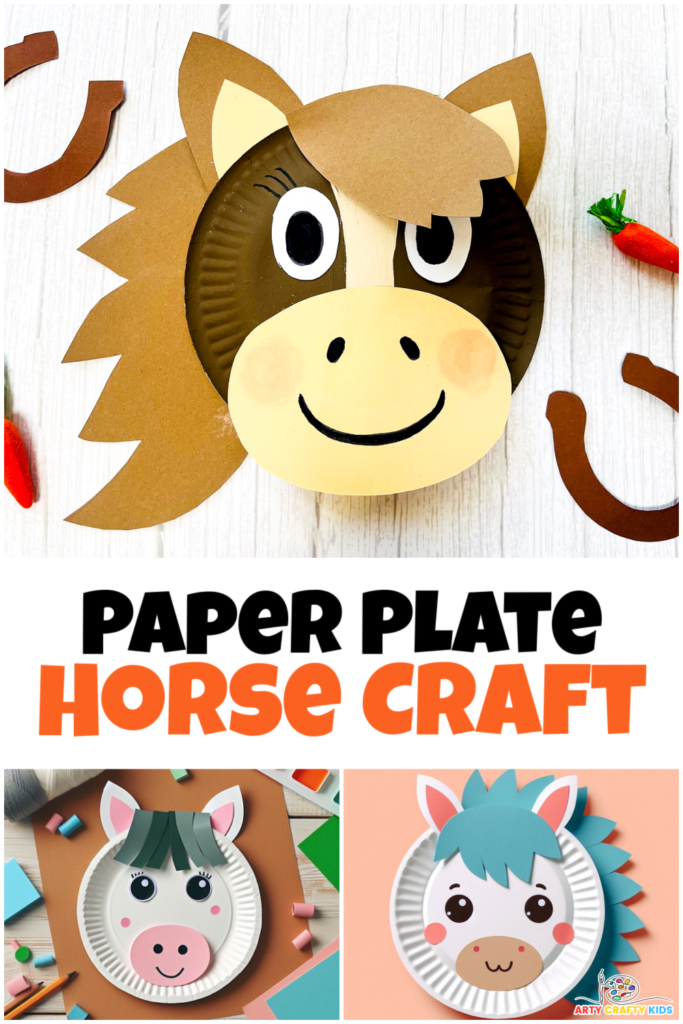 Paper Plate Horse Craft for Kids to make, complete with printable templates.