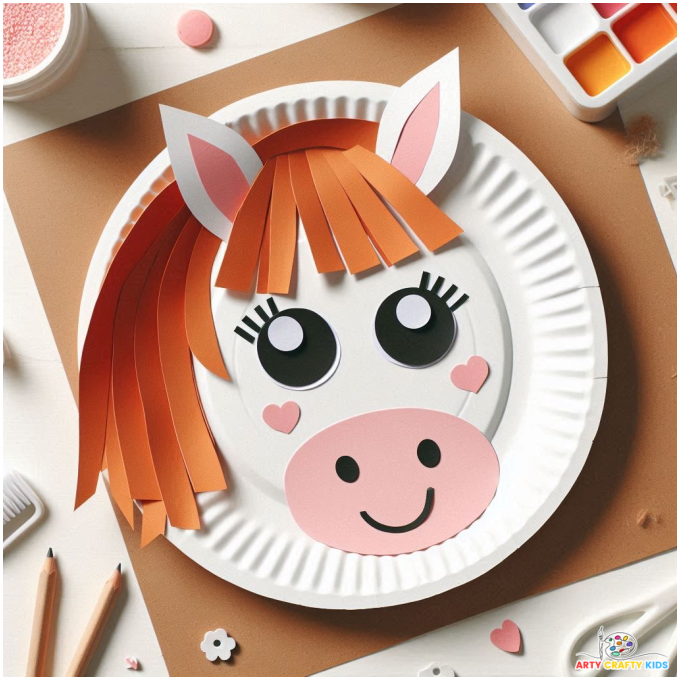 Paper Plate Horse Craft for Kids to make.