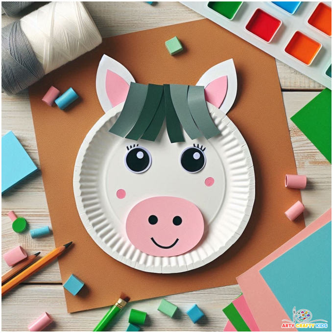 Paper Plate Horse Craft for Kids to make.