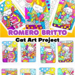 Get creative with Arty Crafty Kids and craft vibrant Romero Britto-inspired cat art! Easy cat drawing tutorial with printable step-by-step guide, cat coloring pages, and doodle practice sheet for all ages.