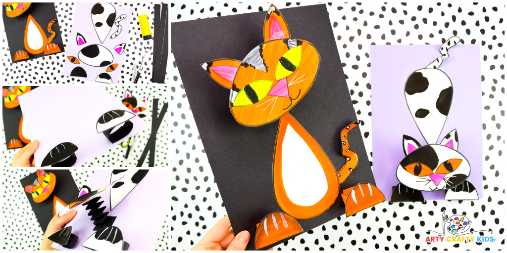 Bobble Head 3D Paper Cat Craft - Arty Crafty Kids