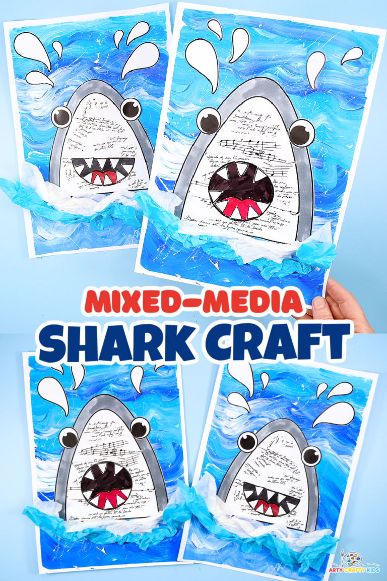 Mixed-Media Shark Craft for Shark Week - Arty Crafty Kids