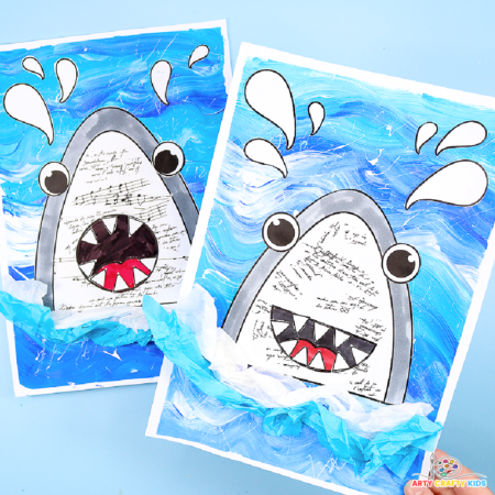 Mixed-Media Shark Craft for Kids to make - A fun craft for shark week.