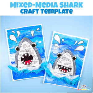 Mixed-Media shark craft template.