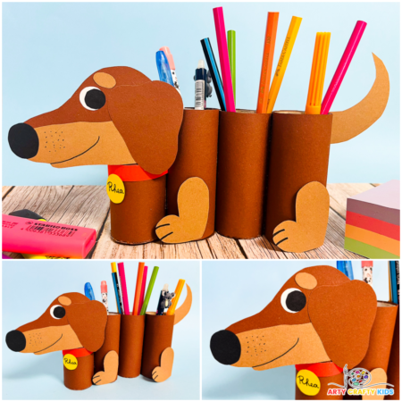 Enjoy crafty time with your kids as you prepare for back to school with our fun and easy-to-make paper roll dog pencil holder!