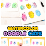 Looking for a quick and easy art project for kids? Check out our Watercolor Doodle Cats! This fun activity combines simple watercolor techniques with doodling to create whimsical cat designs. Perfect for sparking creativity and filling a spare five minutes, kids will love experimenting with colors and adding their own artistic touches.