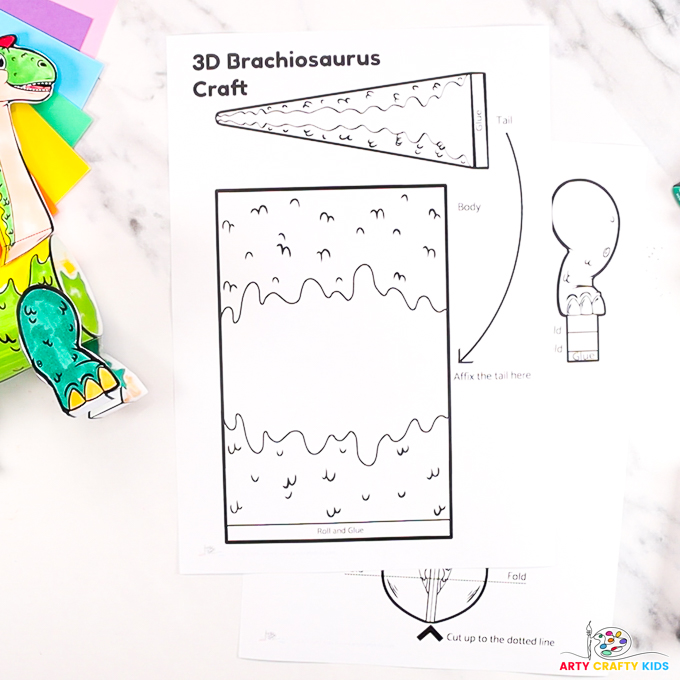 Image of the 3D Brachiosaurus printable craft template.