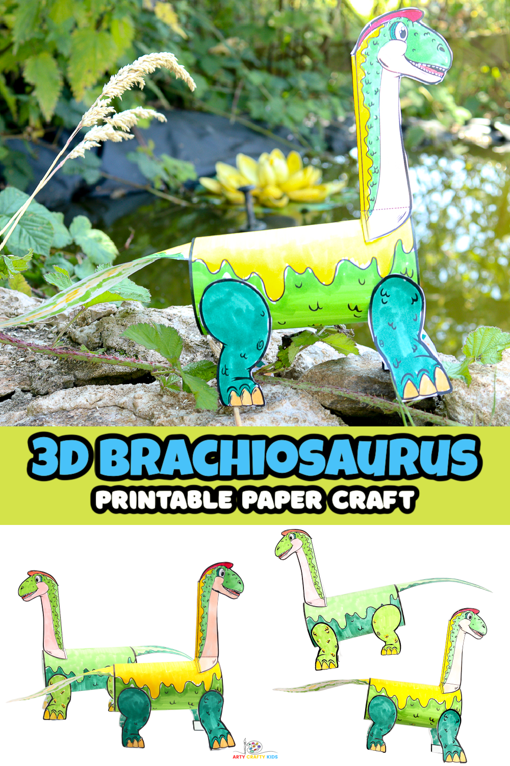 3D Brachiosaurus Paper Dinosaur Craft - Arty Crafty Kids