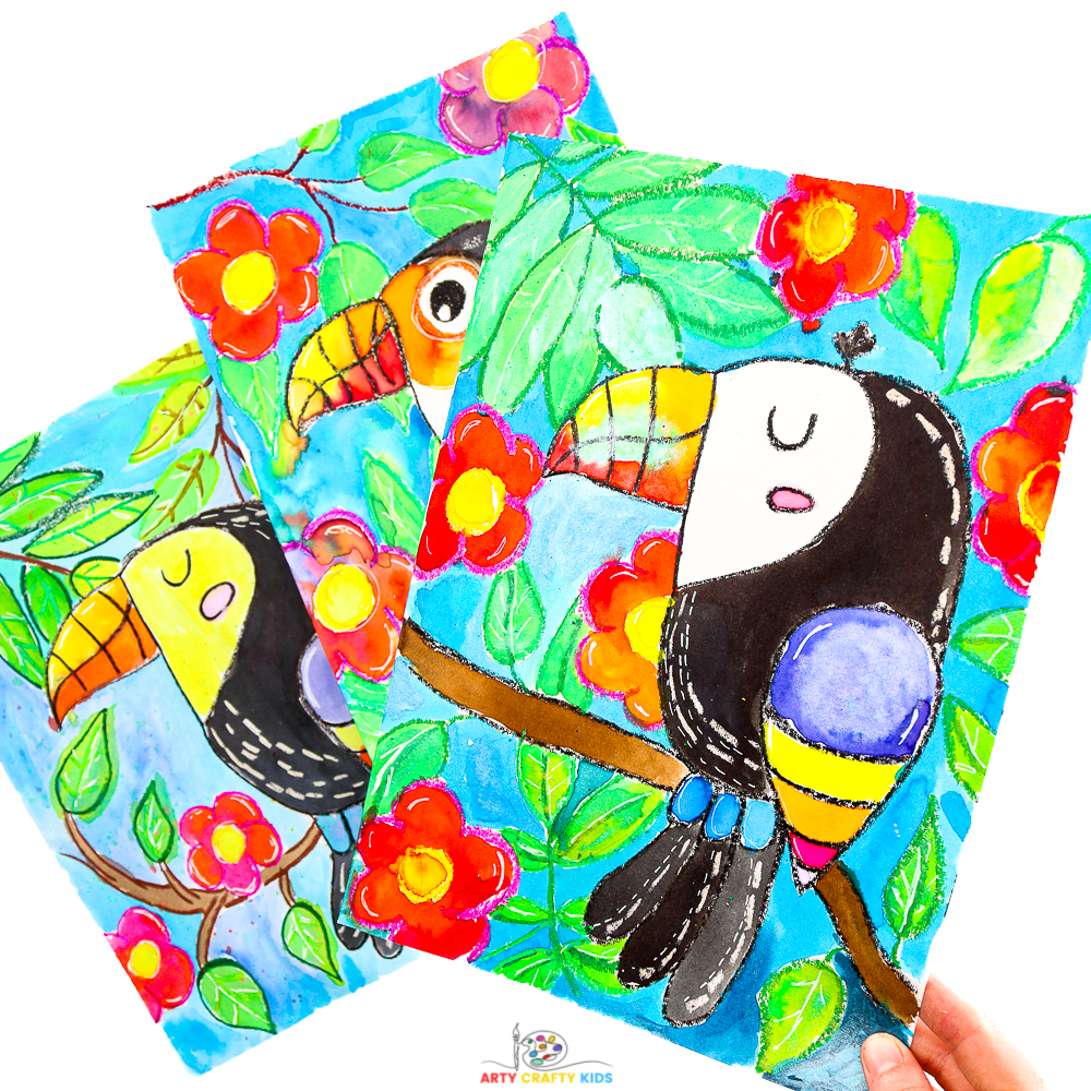 Easy Toucan Drawing and Painting Tutorial - Arty Crafty Kids