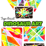 Get ready for a roaring good time with our Tape Resist Dinosaur Painting craft! Featuring easy-to-use templates of a Stegosaurus, Brachiosaurus, Triceratops, and dinosaur footprints, this project is perfect for little dino fans. Use bright colors and creative designs to make your dinosaurs pop—perfect for a fun and educational art activity at home or in the classroom!