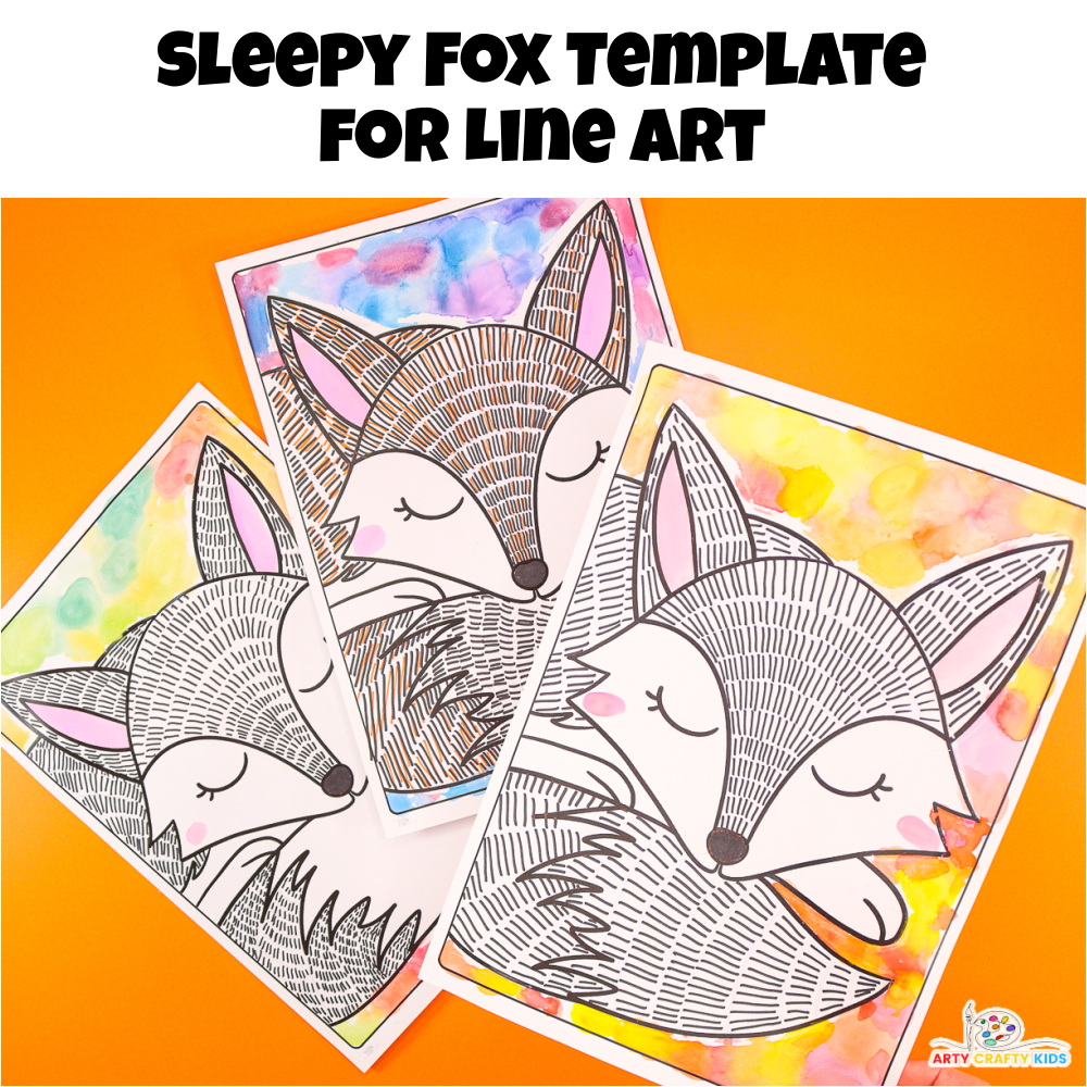 Sleepy fox template for line art.