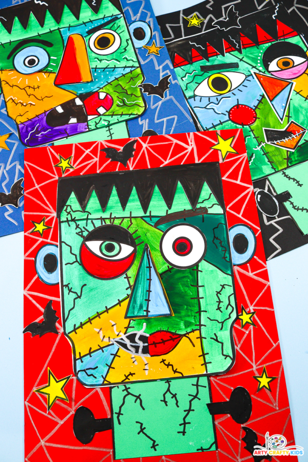 Picasso Frankenstein Collage Art for Halloween - Arty Crafty Kids