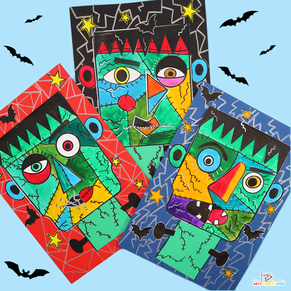 Picasso Frankenstein Collage Art for Halloween - Arty Crafty Kids