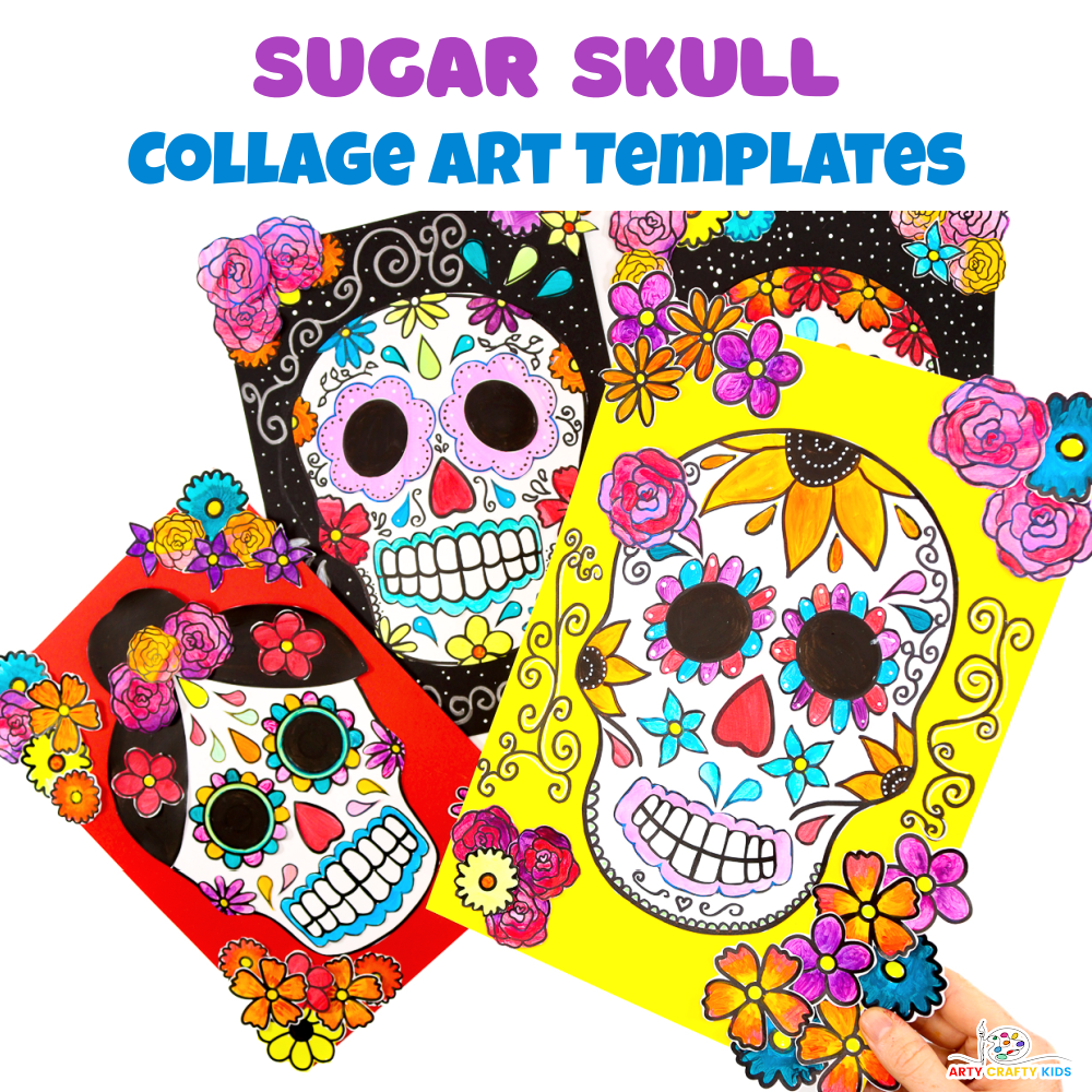 Sugar Skull Collage Art Templates - Arty Crafty Kids