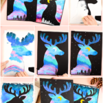 Reindeer Silhouette Art – A simple and fun winter craft for kids! Create stunning night skies and explore artistic contrasts in this festive painting project.