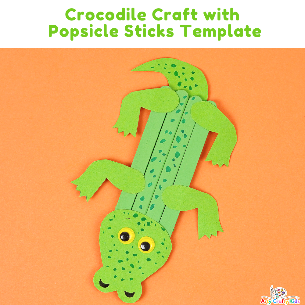 Popsicle Stick Crocodile Craft Template - Arty Crafty Kids